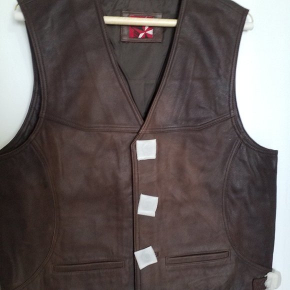 Marlboro Vest Mens M 100% Genuine Leather EUC Brown Western Cowboy Waistcoat